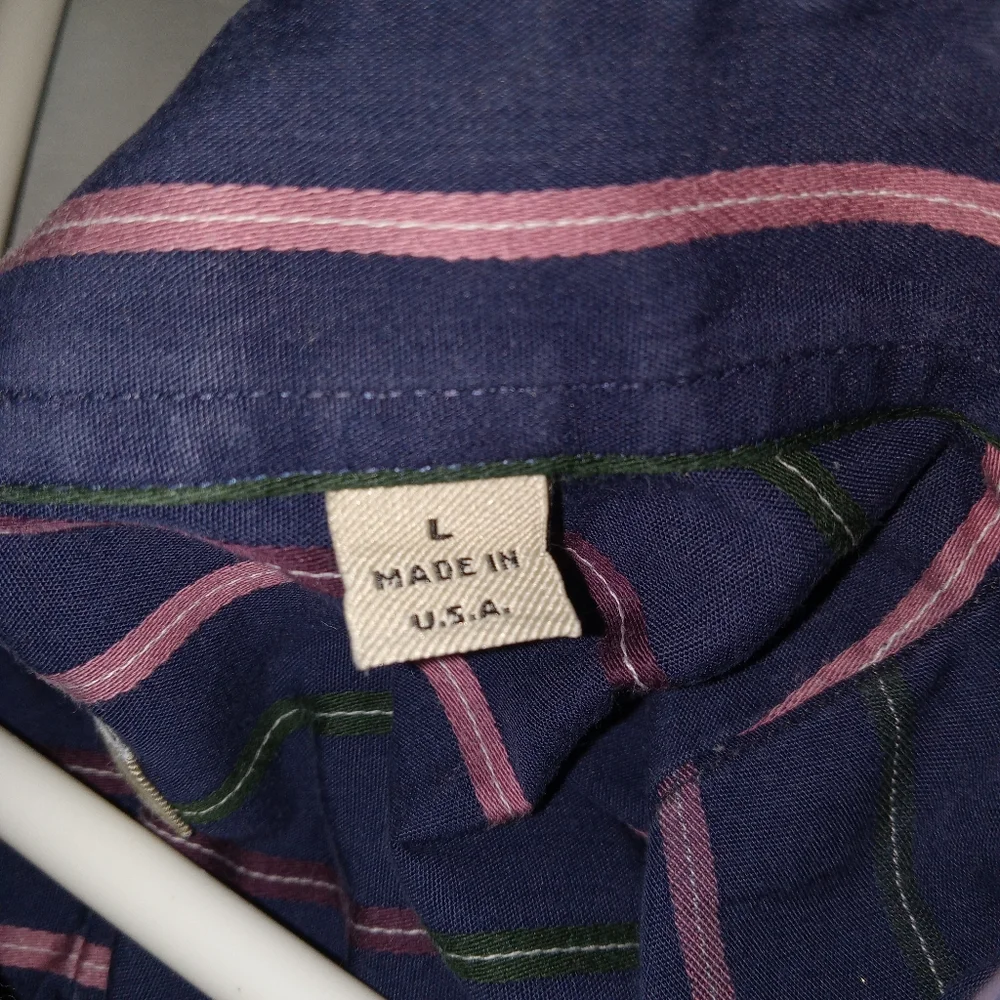 Burberry London Navy Striped Long Sleeve Shirt Mens Large - Picture 4 of 9